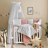 Комплект постільної білизни для новонародженої Happy night Сердечка пудрові