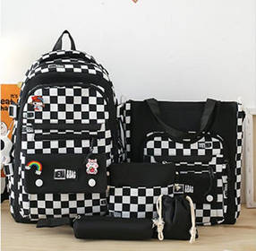 Великий тканинний набір з брелком 5в1 Рюкзак, сумка, пенал