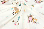 Сатин "Ведмедики та олені" на білому тлі No 160-363 с, фото 4