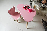 Столик детский Облако со стульчиком Медвежонок 46х70х40 см Розовый. (992516)