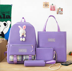 Великий тканинний набір з Кроликом 4в1 Рюкзак, сумка, клатч, пенал