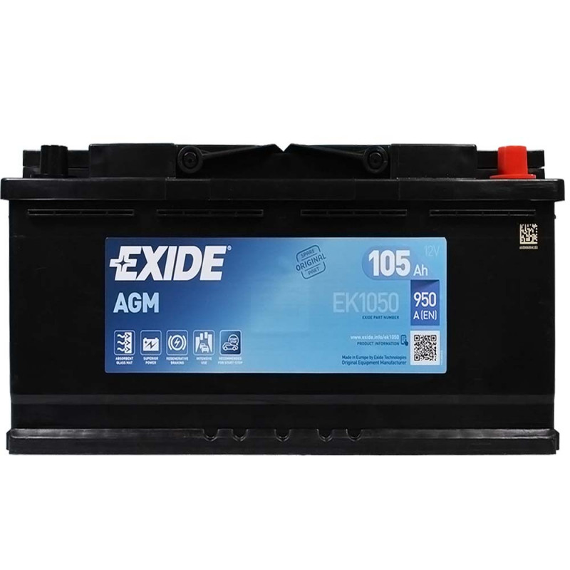 Акумулятор автомобільний EXIDE Start-Stop AGM 105Аh 950A R+ (L6)