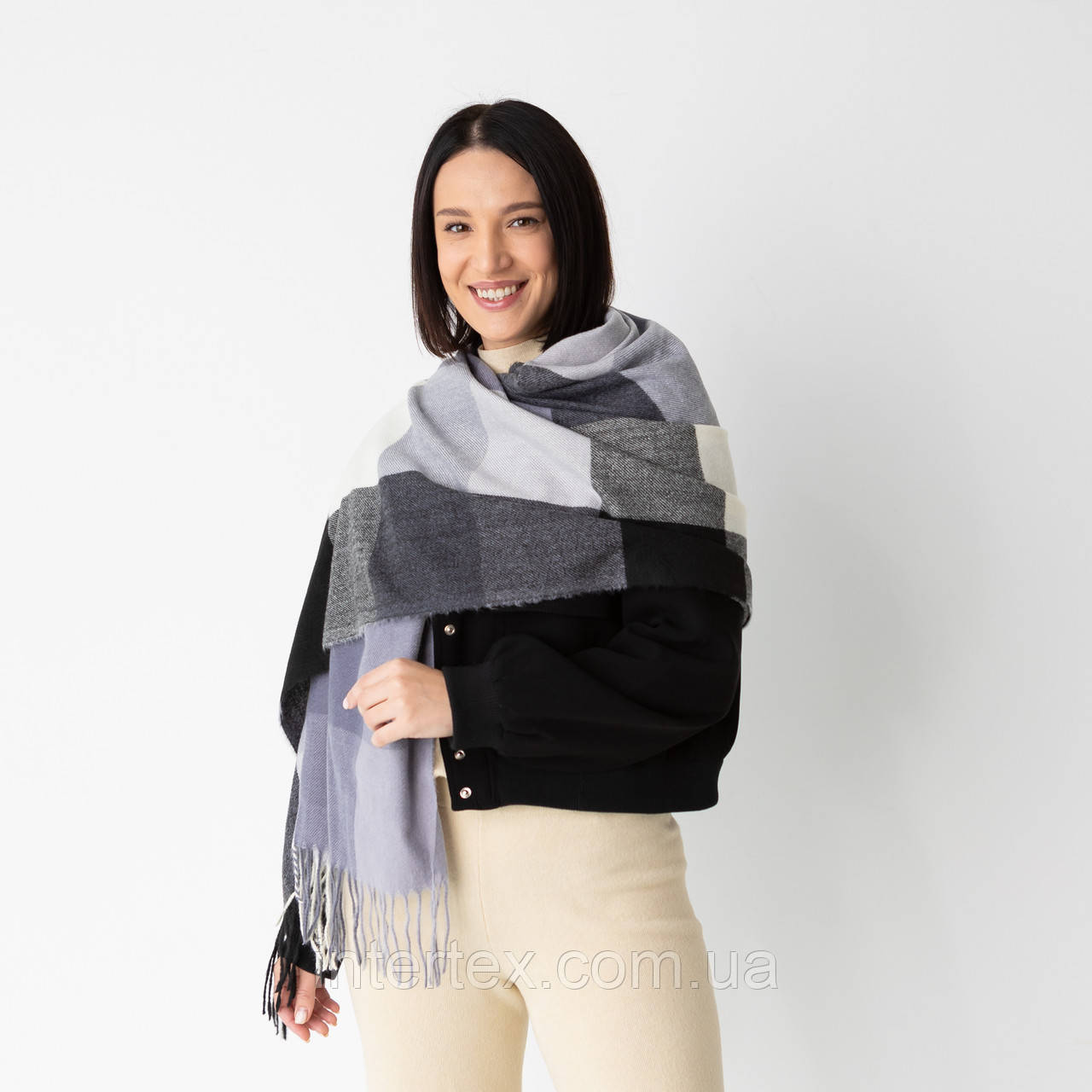 Шарф теплий Клітинка (кашемір) 180х70 см., фото 1