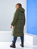 Куртка зимова жіноча батал довга тепла з куліскою, фото 6