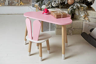 Столик дитячий Хмара зі стільцем Зайчик 46х70х40 см Рожевий/Білий. (992517)