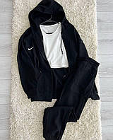 Женский оверсайз костюм с логотипом Nike на флисе (худи + штаны) черный, меланж (42-46 и 48-50)