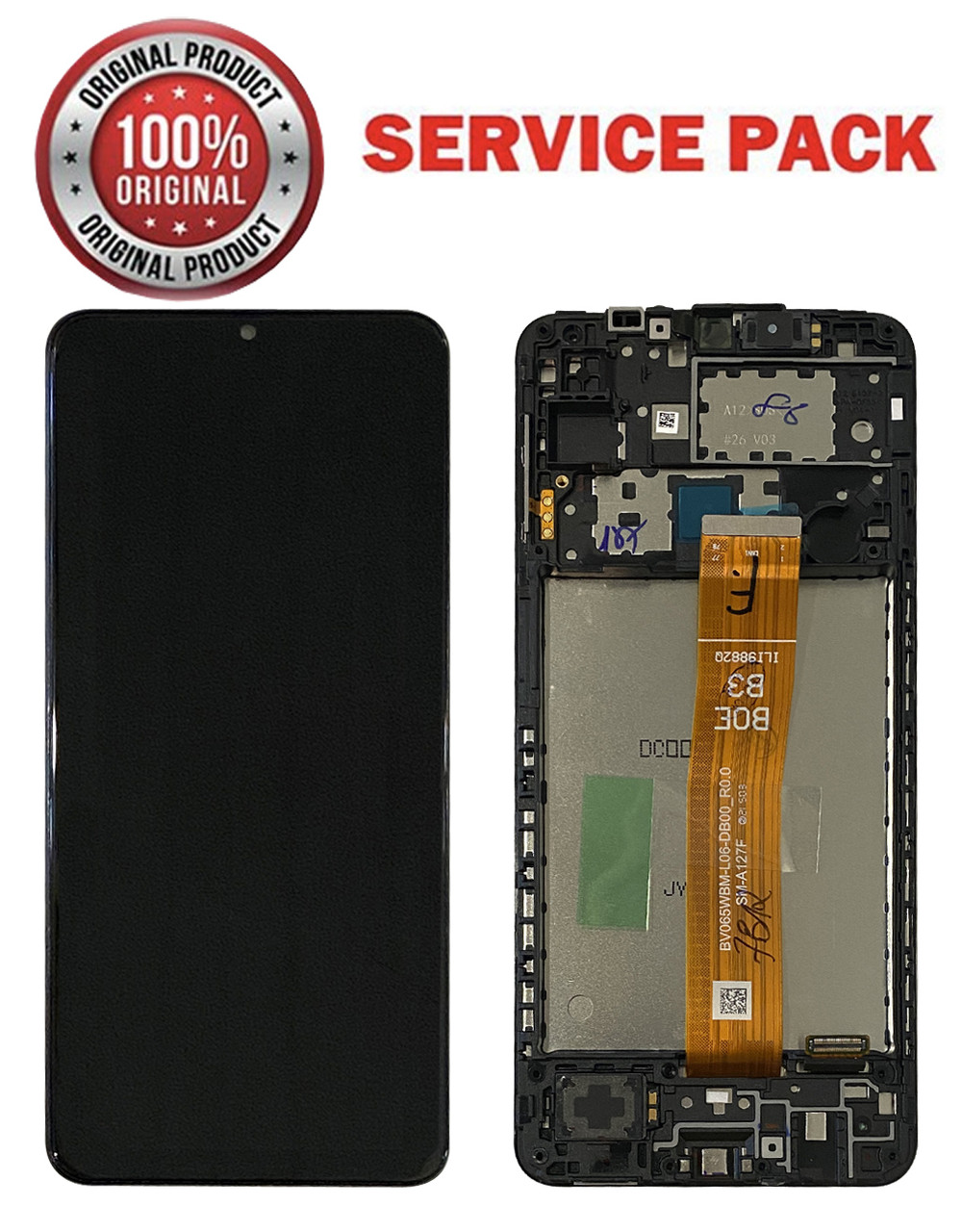 Дисплейний модуль (екран) для Samsung A127 A12 2021 Чорний з РАМКОЮ Оригінал 100% SERVICE PACK GH82-26485A