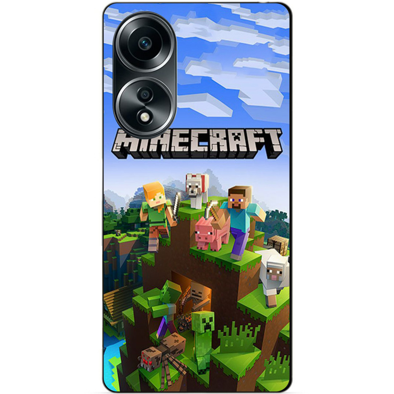 Силіконовий бампер чохол для Oppo A58 з малюнком Minecraft Майнкрафт