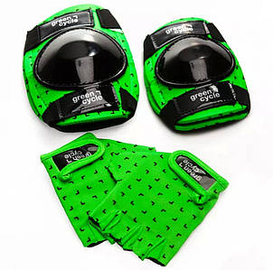 Захист для дітей Green Cycle Flash наколінники налокітники рукавички зелений