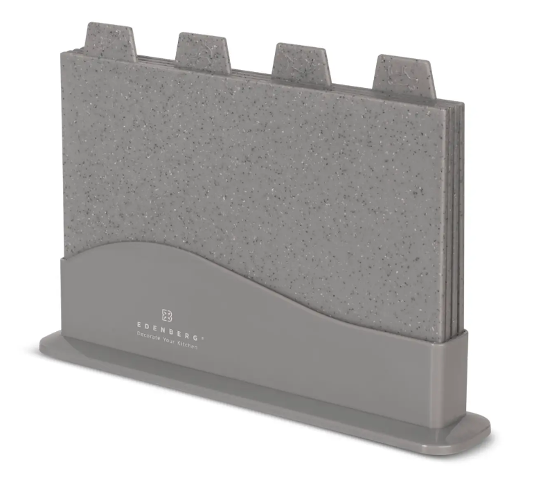 Набор досок разделочных 5в1 Edenberg пластиковые 4 доски + подставка ...