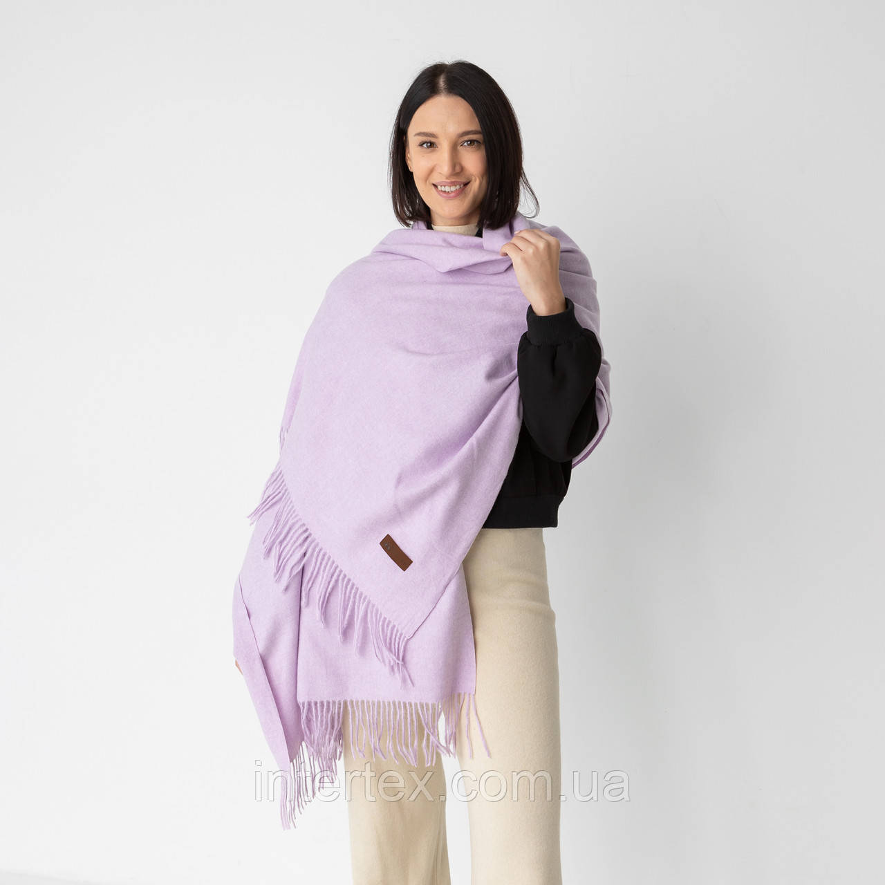 Шарф однотонний теплий (кашемір) 180х70 см. (бузковий), фото 1