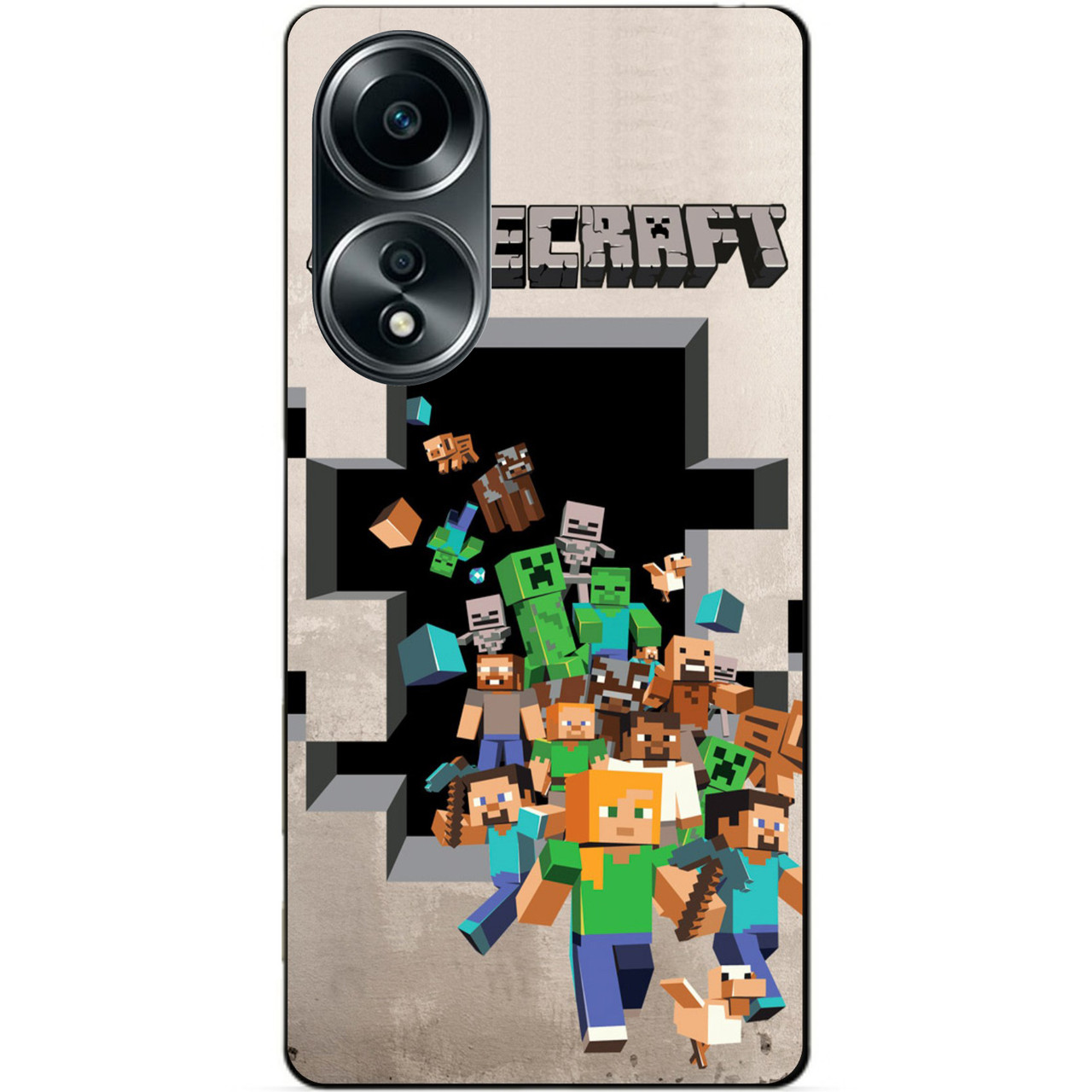 Силіконовий бампер чохол для Oppo A58 з картинкою Minecraft Майнкрафт