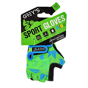 Велорукавиці дитячі Grey's з короткими пальцями та гелевими вставками, зелено-чорні (розмір 5-6) GR18711 (GR18711)
