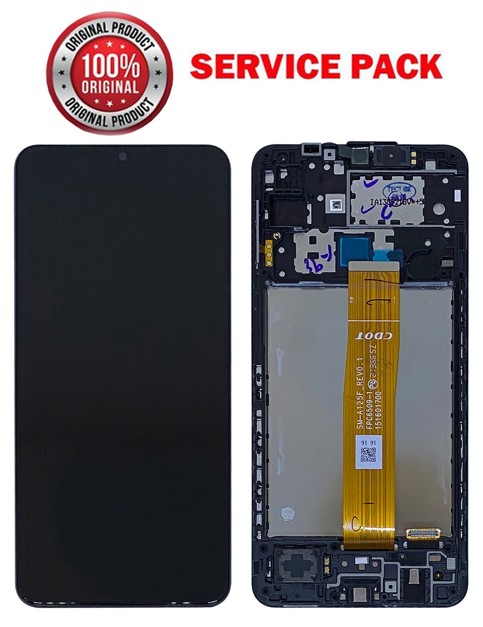Дисплейний модуль (екран) для Samsung A125 A12 (2021) Чорний з РАМКОЮ Оригінал 100% SERVICE PACK GH82-24490A