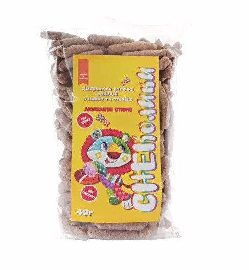 Амарантові палички СНЕКолики з какао та стевією, Gluten Free, без глютену та цукру 40 г, Healthy Generation