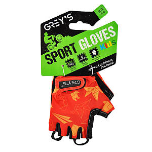 Велорукавиці дитячі Grey's з короткими пальцями та гелевими вставками, червоно-чорні (розмір 5-6) GR18731 (GR18731)