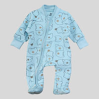 Теплый комбинезон для новорожденных (трехнитка с начесом) Коала Голубой Minikin