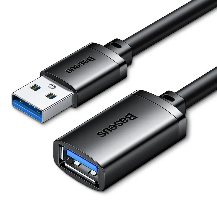 Кабель подовжувач USB3.0 AM/AF Baseus AirJoy Series male to female 2m (чорний)