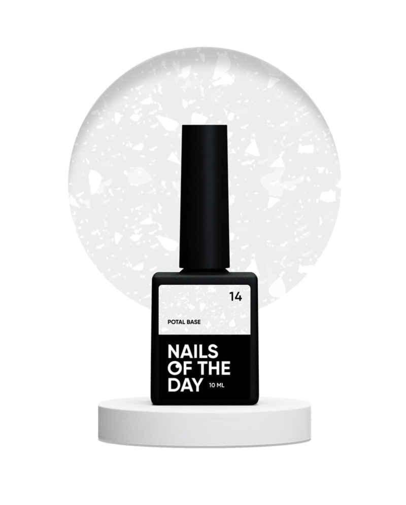 NAILSOFTHEDAY Potal base 14 – ніжно-молочна база з білою стильною поталлю, 10 мл, фото 1
