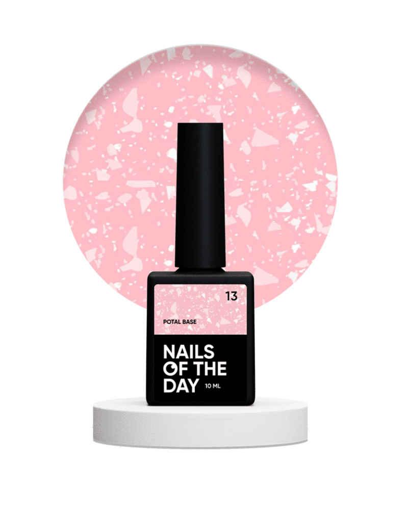 NAILSOFTHEDAY Potal base 13 – ніжно-рожева база з білою стильною поталлю, 10 мл, фото 1