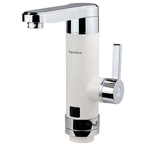 Кран-водонагрівач проточний HZ 3.0 кВт 0.4-5бар для кухні гусак прямий на гайці (W) AQUATICA (HZ-6B243W)