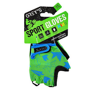 Велорукавиці дитячі Grey's з короткими пальцями та гелевими вставками, зелено-чорні (розмір 9-10) GR18713 (GR18713)