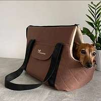 Сумка для животныых, сумка с карабином для фиксации собачки, со съемной подушкой City Brown M - 43х27х32см
