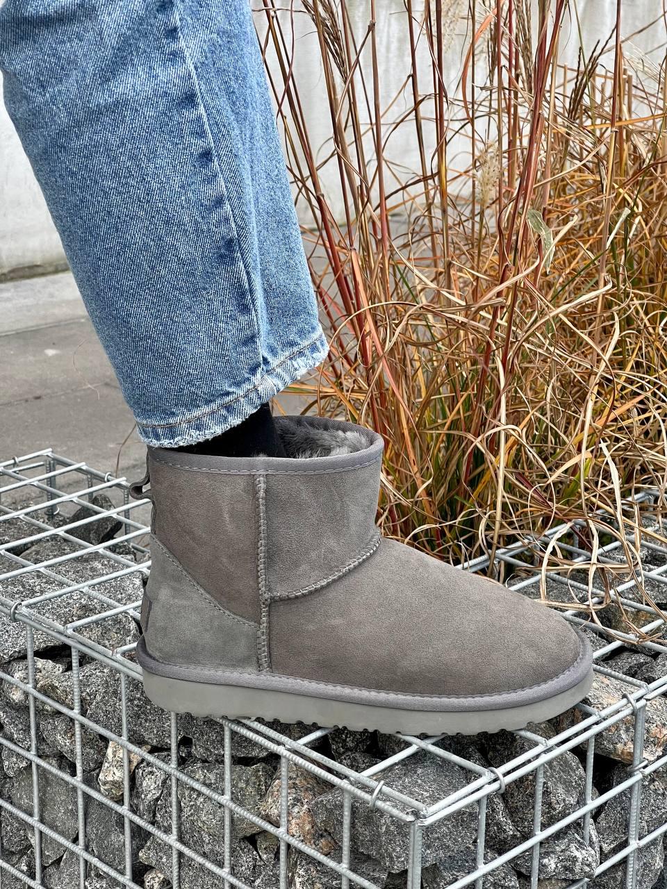 Зимові Жіночі Черевики UGG Classic Mini Suede Grey / УГГ Класік Міні Суейд Сірі