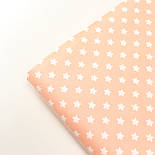 Сатин зірки " Мініпреники" білі на кораловому тлі No 160-195 с, фото 7