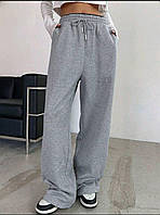 Женские базовые штаны на флисе, черные и серые в размере 42-46