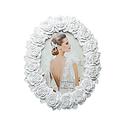 Фоторамка овальна з квітами керамічна білий EL-017