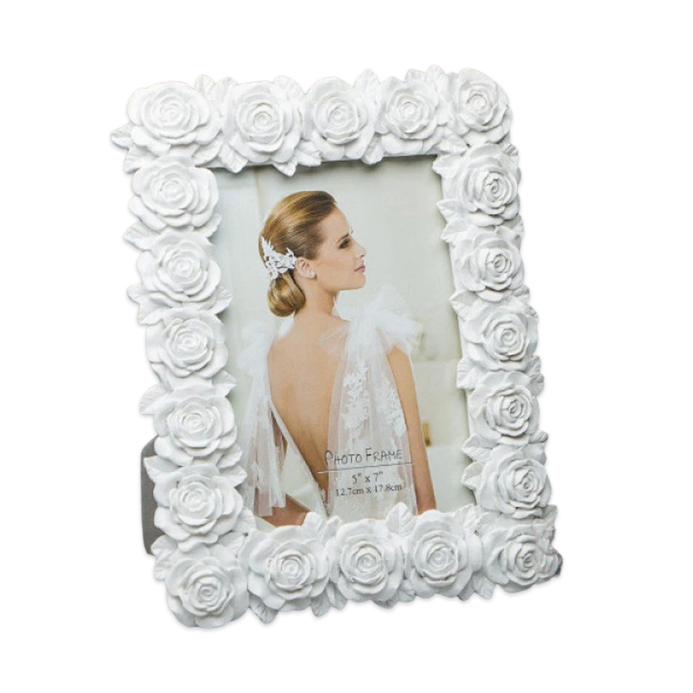 Фоторамка прямокутна з квітами керамічна білий EL-018