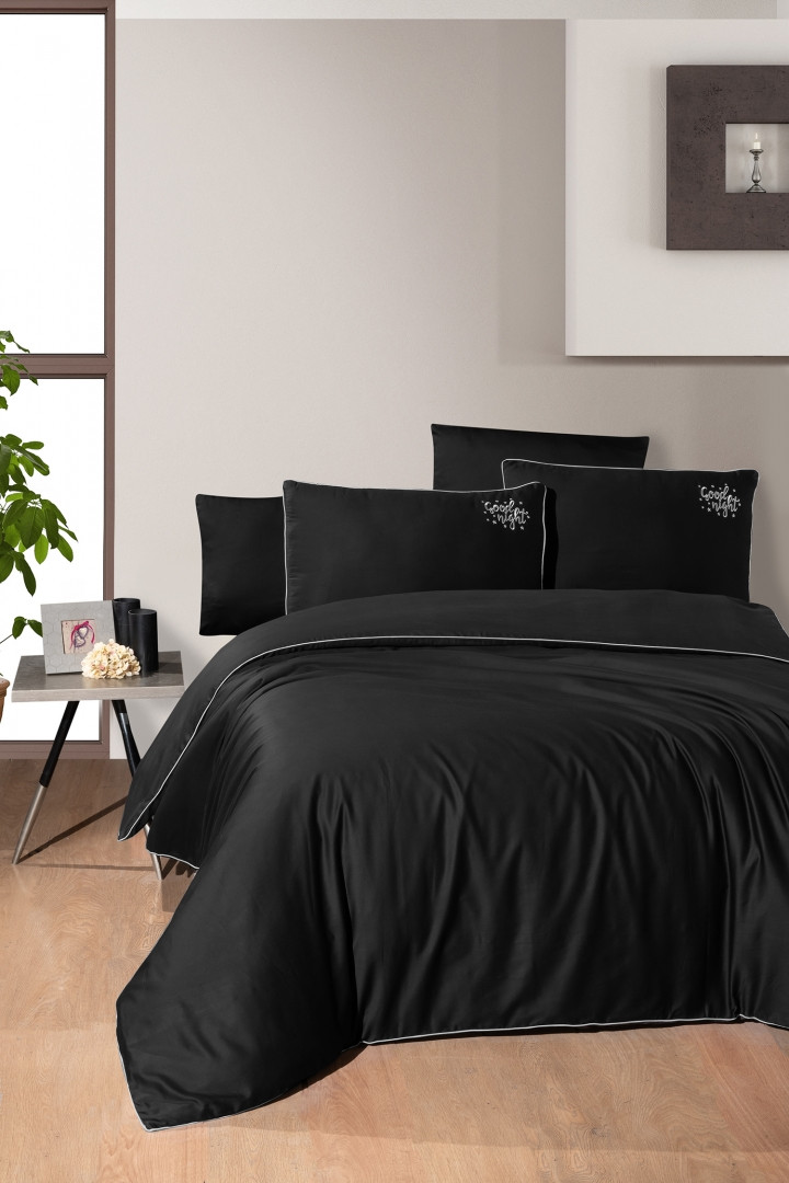 Комплект постільної білизни First Choice Deluxe Satin 200х220 Timeless Black, фото 1