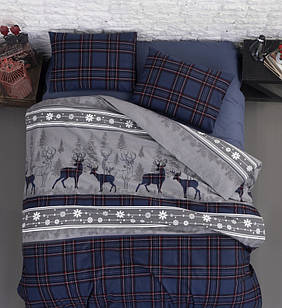 Комплект постільної білизни First Choice Flanel 160×220 см Happiness Navy Blue