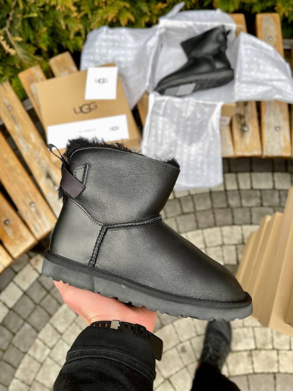 Зимові Жіночі Черевики UGG Mini Bailey Bow 2 Black / УГГ Міні Бейлі Боу 2 Чорні