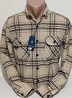 Рубашка мужская кашемир Турция ATZ-0026 приталенная в клетку, теплая мужская рубашка клетчатая стильная M