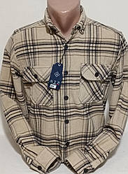 Сорочка чоловіча кашемір Туреччина ATZ-0026 приталена в клітку, тепла чоловіча сорочка картата стильна XL