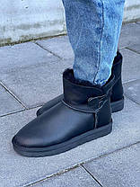 Зимові Жіночі Черевики UGG Classic Mini Bailey Button Black / УГГ Класік Міні Бейлі Баттон Чорні, фото 4