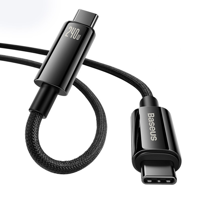 Кабель Type-C - Type-C для швидкої зарядки Baseus 240W Tungsten Gold Fast Charging 1m (чорний)