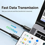 Кабель Type-C - Type-C для швидкої зарядки Baseus 240W Tungsten Gold Fast Charging 1m (чорний), фото 5