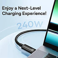 Кабель Type-C - Type-C для швидкої зарядки Baseus 240W Tungsten Gold Fast Charging 1m (чорний), фото 7