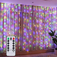 Гирлянда штора 2х2 м USB пульт ДУ 8 функций 8 линий 160 LED CURTAIN-160M-2 Микс Лучшая цена