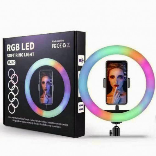 Кільцева RGB лампа MJ30 з утримувачем для телефону діаметром 30 см без штатива
