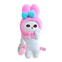 Мягкая игрушка Кот с Розовыми ушками и сумкой 15 см