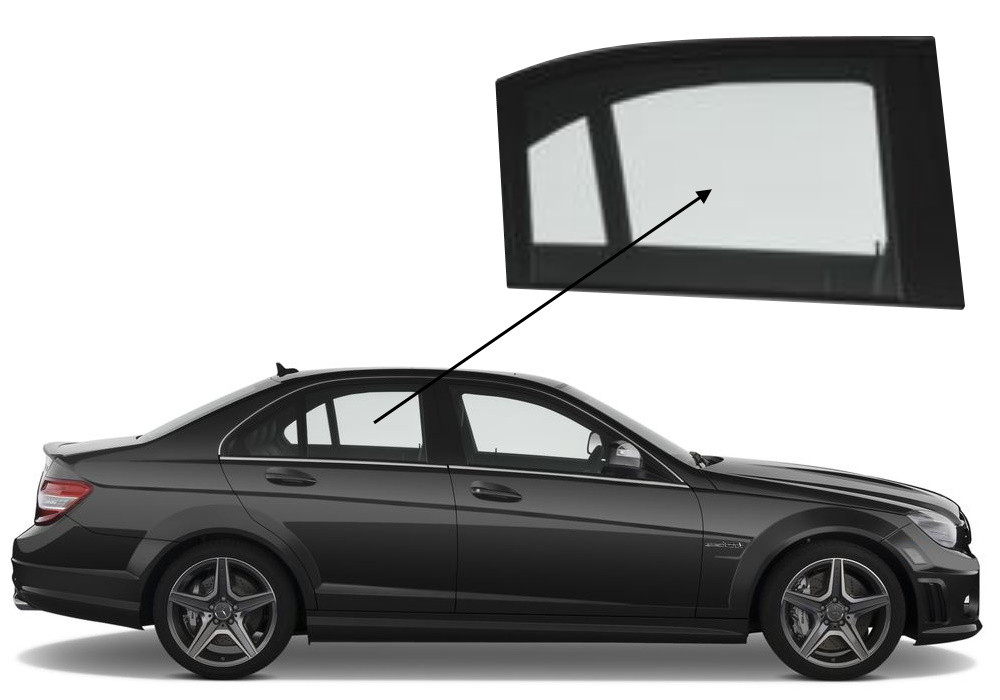 Бічне скло Mercedes C-Class 2007-2014 W204 задніх дверей праве