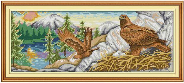 Набір для вишивання за нанесеною на канву схемою "Eagle (2)".AIDA 14CT printed, 62*28 см
