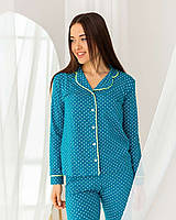 Домашній одяг — 25200-21-ні — Піжама для жінок у горошок, зручний практичний жіночий комплект для сну та