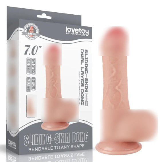 Фалоїмітатор зі шкірою на присоску Sliding Skin Dual Layer Dong Flesh 7.0 | Limon