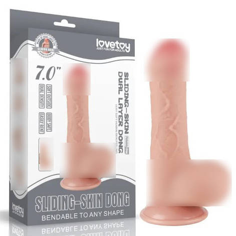 Фалоїмітатор зі шкірою на присоску Sliding Skin Dual Layer Dong Flesh 7.0 | Limon, фото 1