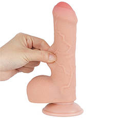 Фалоїмітатор зі шкірою на присоску Sliding Skin Dual Layer Dong Flesh 7.0 | Limon, фото 4